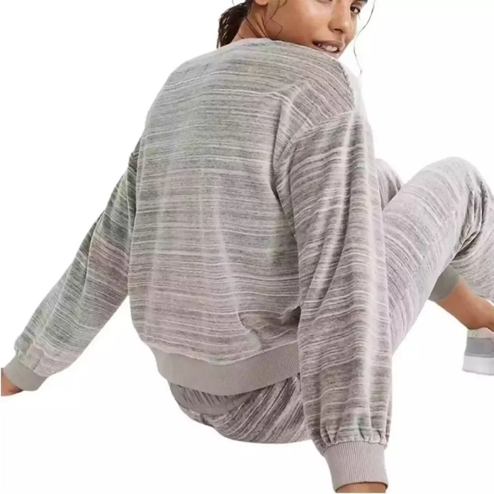 Madewell Velour Space Dyed Gray Slim Jogger 2 Piece Lounge/Travel Set!
